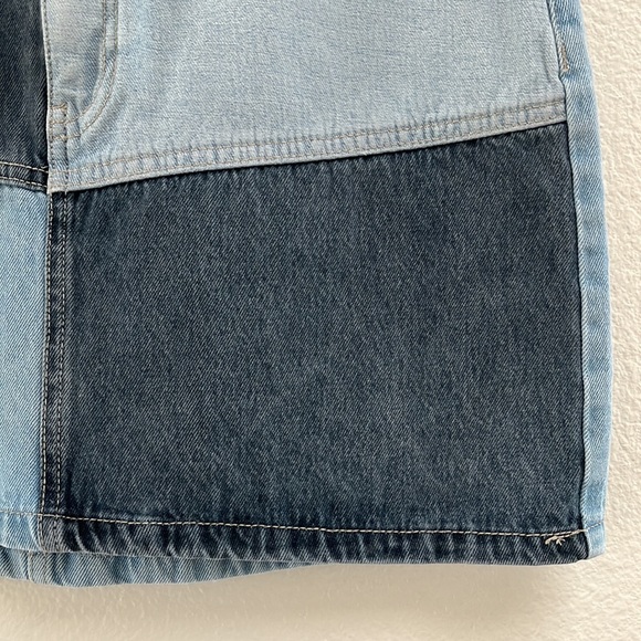 Wild Fable Color Block Blue Denim Jean Mini Skirt, Small, 100% Cotton Western - Picture 4 of 11